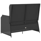 vidaXL Garden Bench with Cushion Black and Cream White Poly Rattan