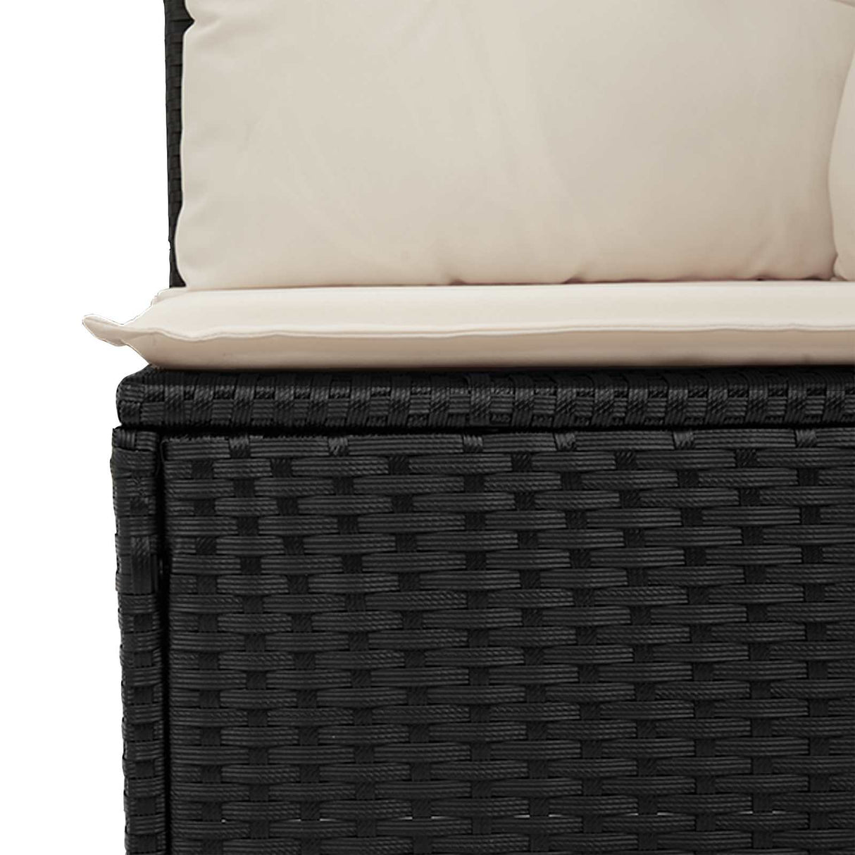 vidaXL Garden Bench with Cushion Black and Cream White Poly Rattan
