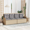 vidaXL Garden Bench with Cushion Black and Cream White Poly Rattan