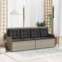 vidaXL Garden Bench with Cushion Black and Cream White Poly Rattan