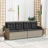 vidaXL Garden Bench with Cushion Black and Cream White Poly Rattan