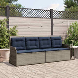 vidaXL Garden Bench with Cushion Black and Cream White Poly Rattan