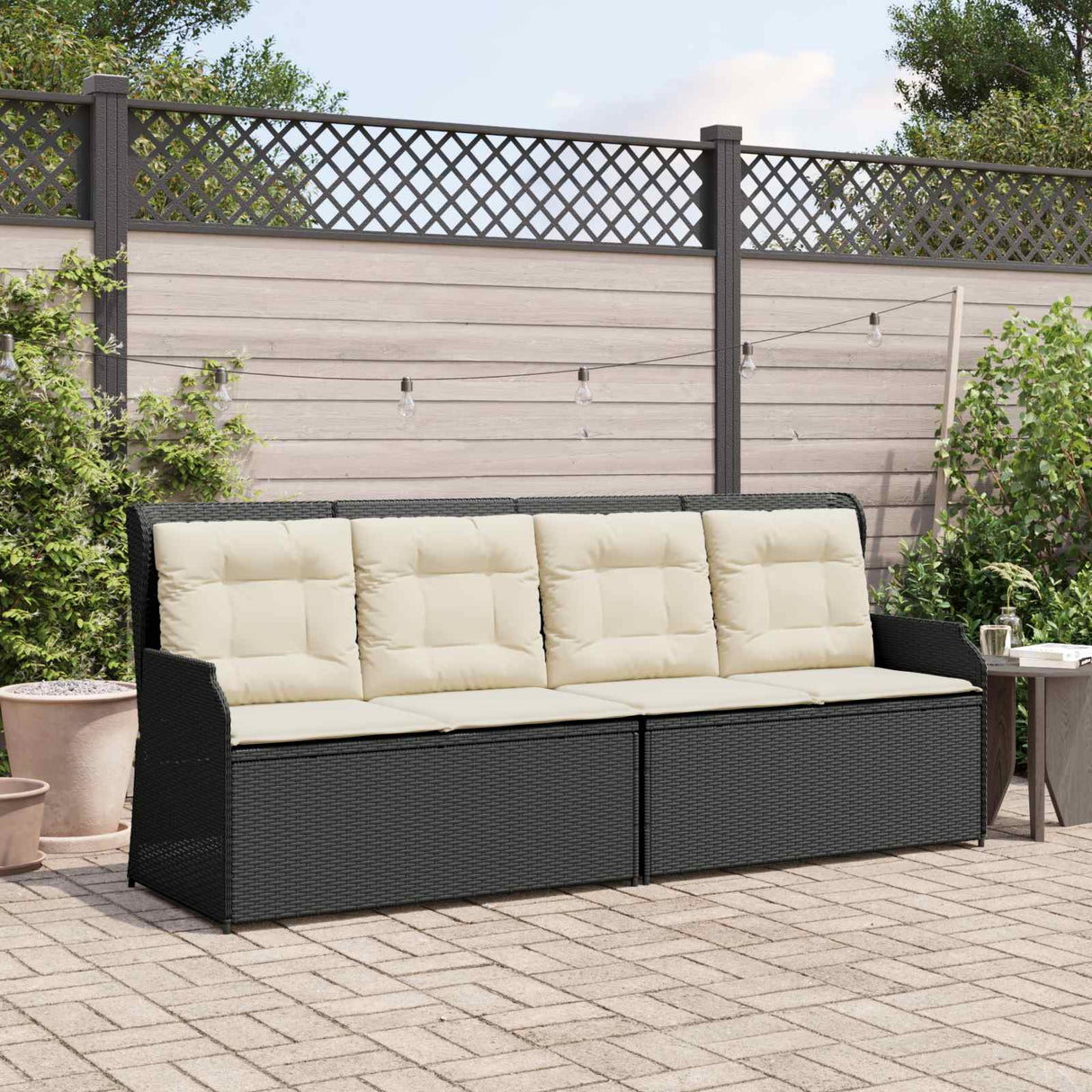vidaXL Tuinbank Zwart poly rattan