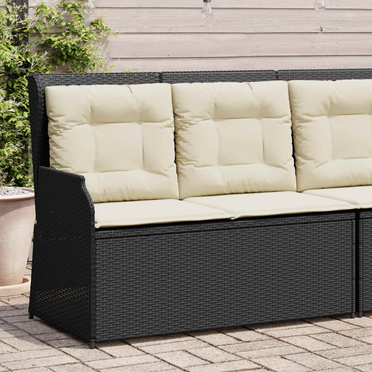 vidaXL Tuinbank Zwart poly rattan