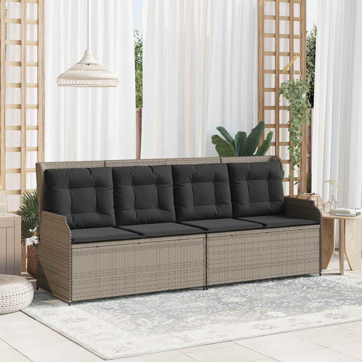 vidaXL Tuinbank Zwart poly rattan