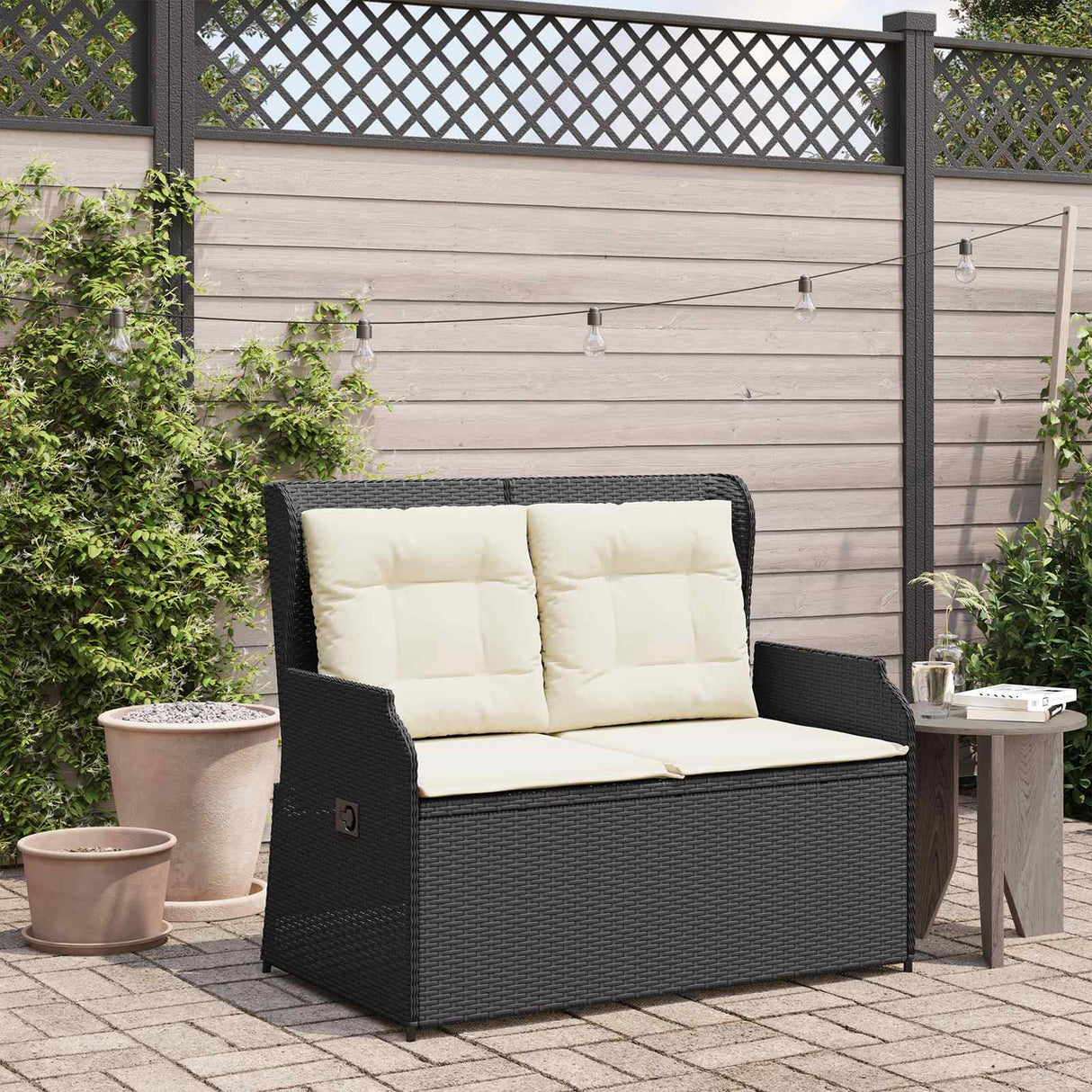 vidaXL Garden Bench Black poly rattan