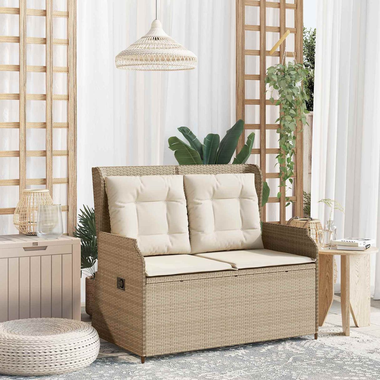 vidaXL Garden Bench Black poly rattan