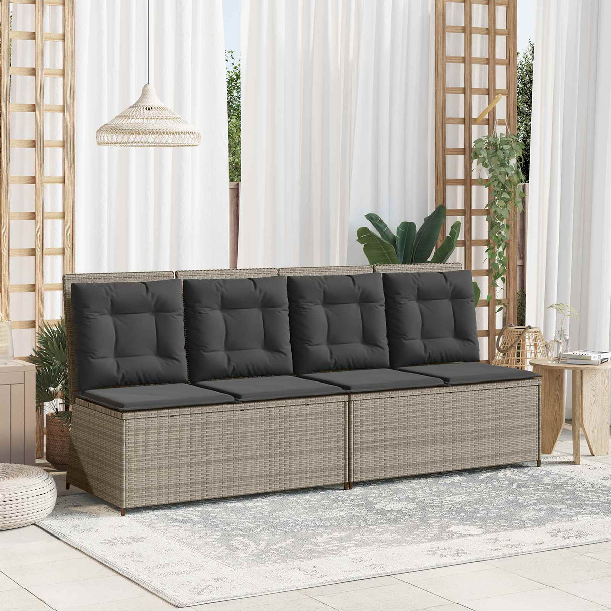 vidaXL Tuinbank Zwart poly rattan