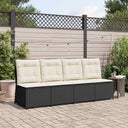 vidaXL Garden Sofa with cushions Black and Cream White poly rattan