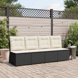 vidaXL Garden Sofa with cushions Black and Cream White poly rattan