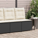vidaXL Garden Sofa with cushions Black and Cream White poly rattan