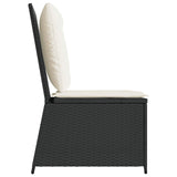 vidaXL Garden Sofa with cushions Black and Cream White poly rattan