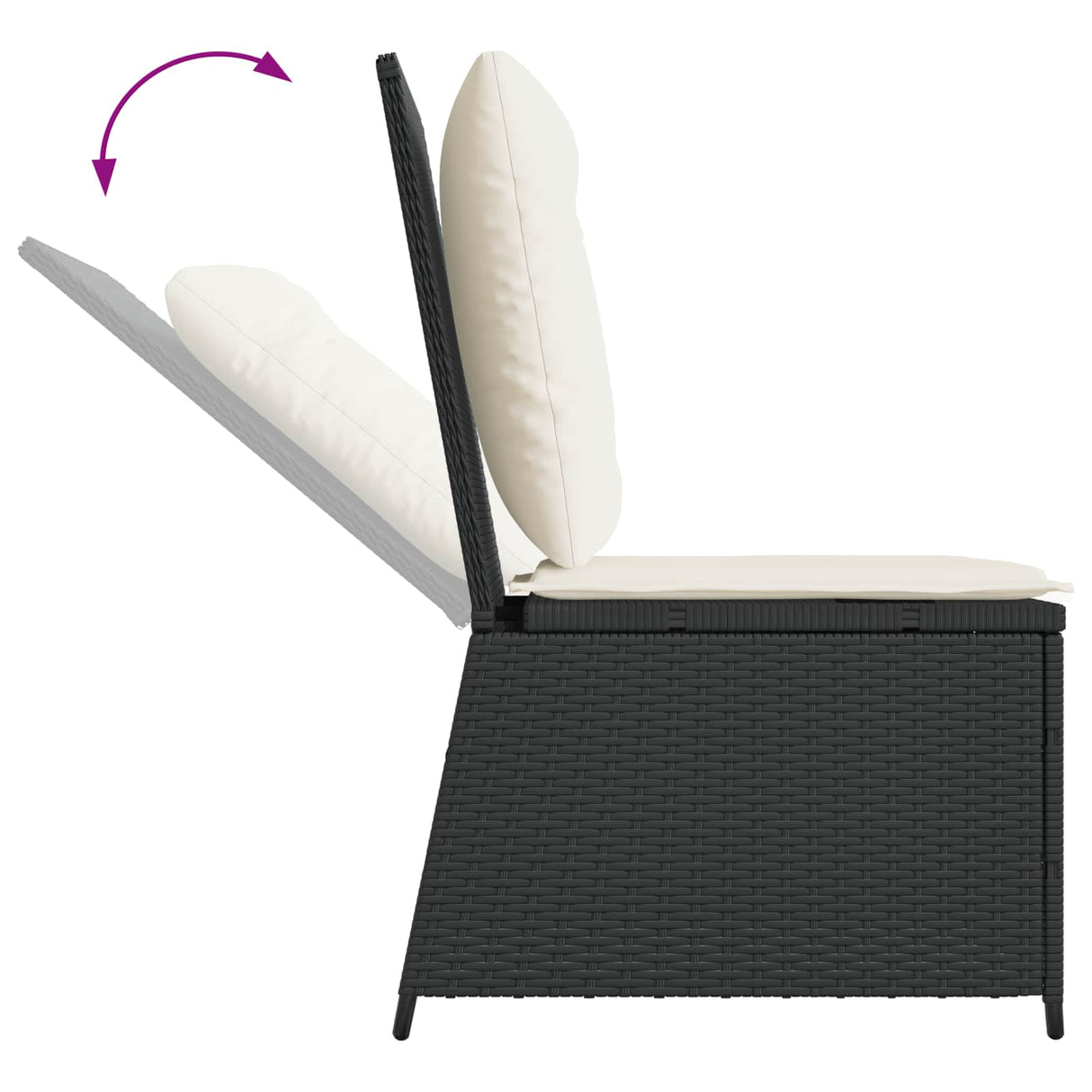 vidaXL Garden Sofa with cushions Black and Cream White poly rattan