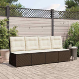 vidaXL Garden Sofa with cushions Black and Cream White poly rattan