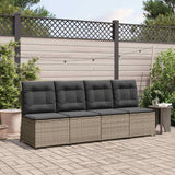 vidaXL Garden Sofa with cushions Black and Cream White poly rattan