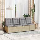 vidaXL Garden Sofa with cushions Black and Cream White poly rattan