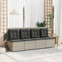 vidaXL Garden Sofa with cushions Black and Cream White poly rattan