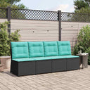 vidaXL Garden Sofa with cushions Black and Cream White poly rattan