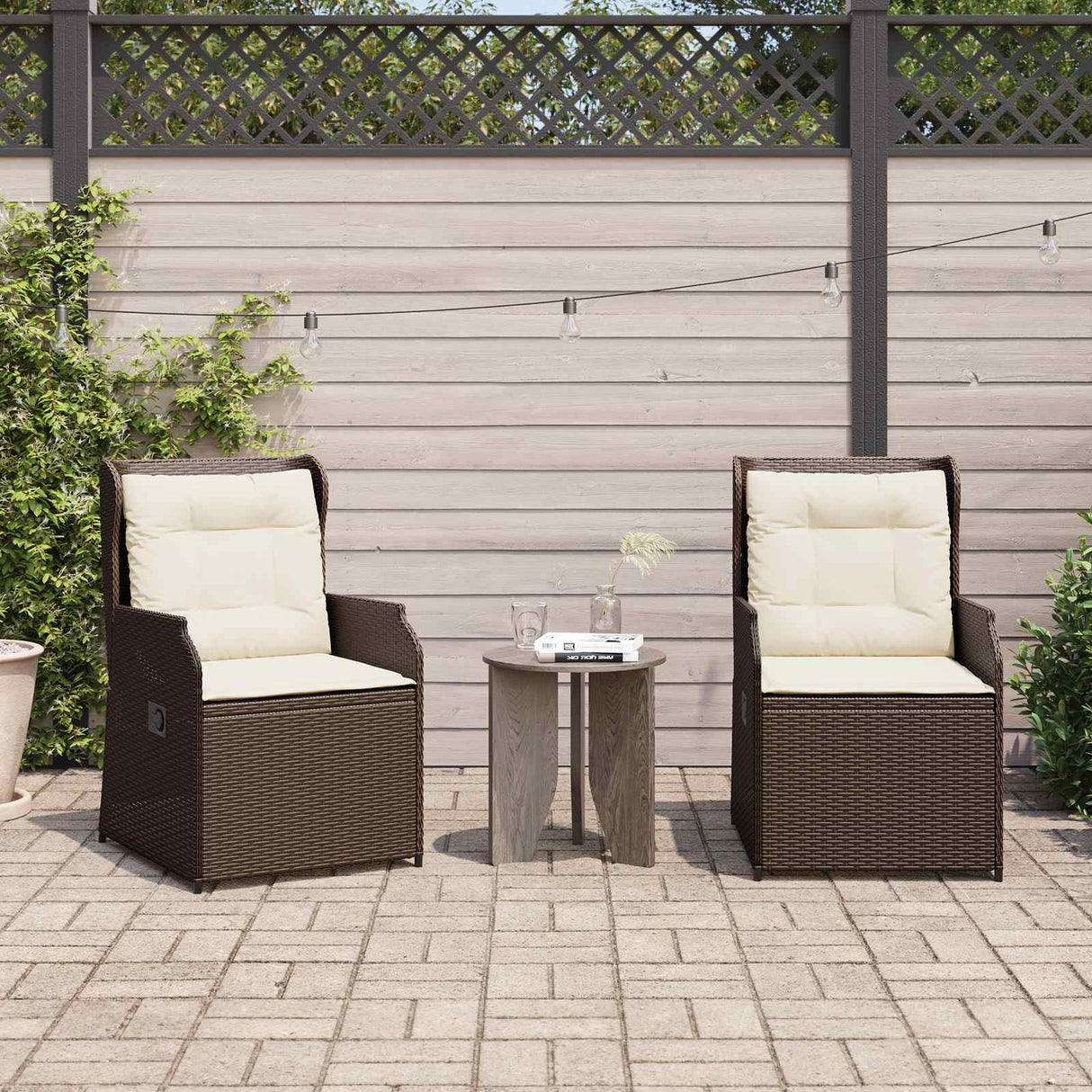 vidaXL Garden Bench 2 pcs Brown poly rattan