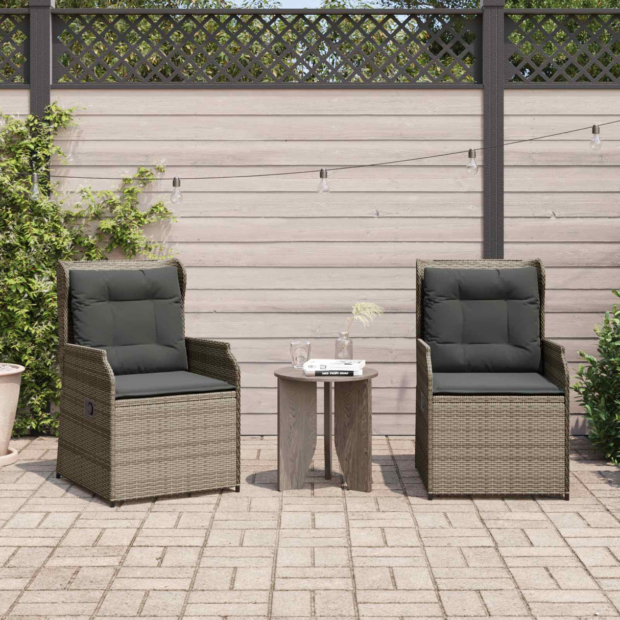 vidaXL Garden Bench 2 pcs Brown poly rattan
