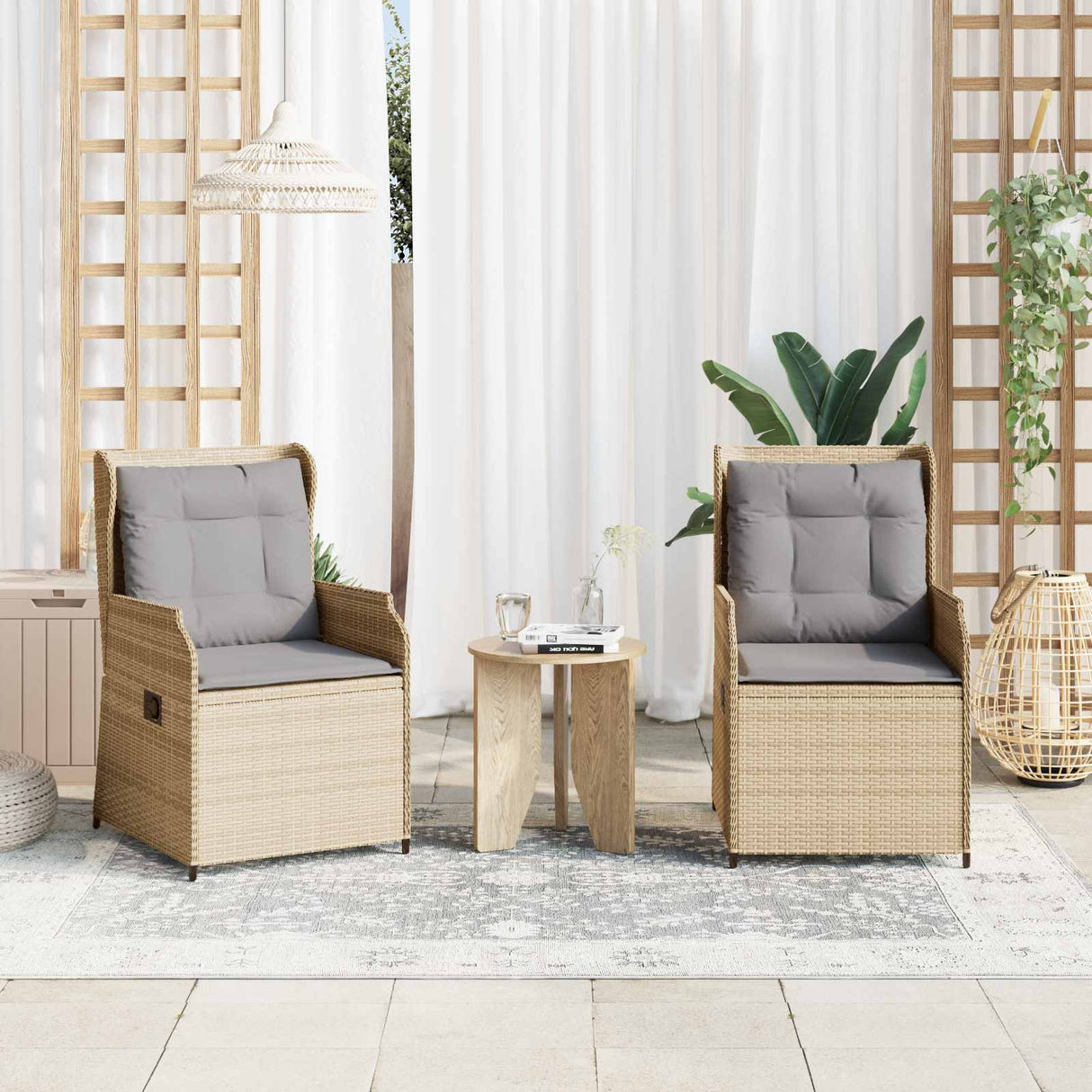 vidaXL Garden Bench 2 pcs Brown poly rattan