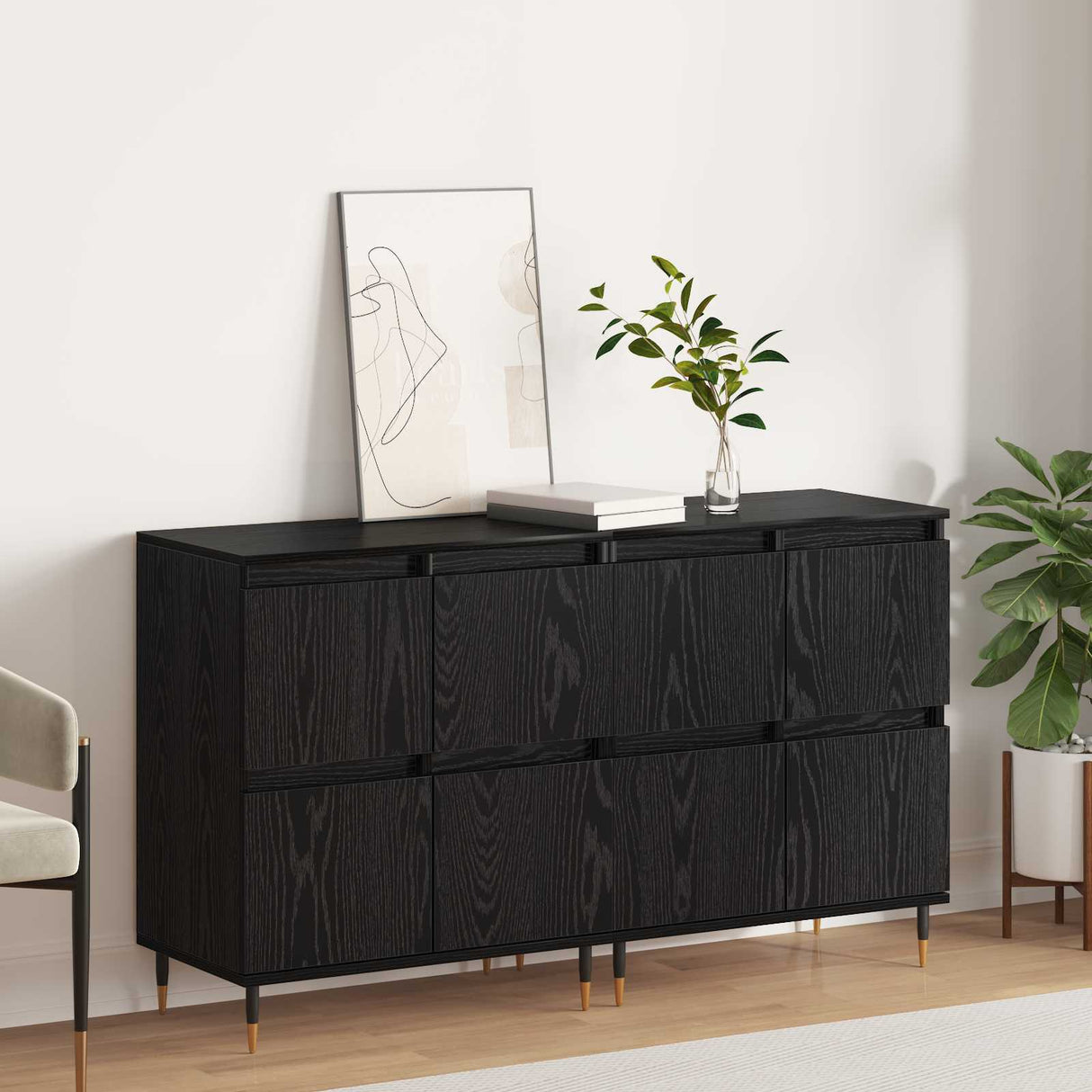 vidaXL Dressoirs 2 st bewerkt hout wit