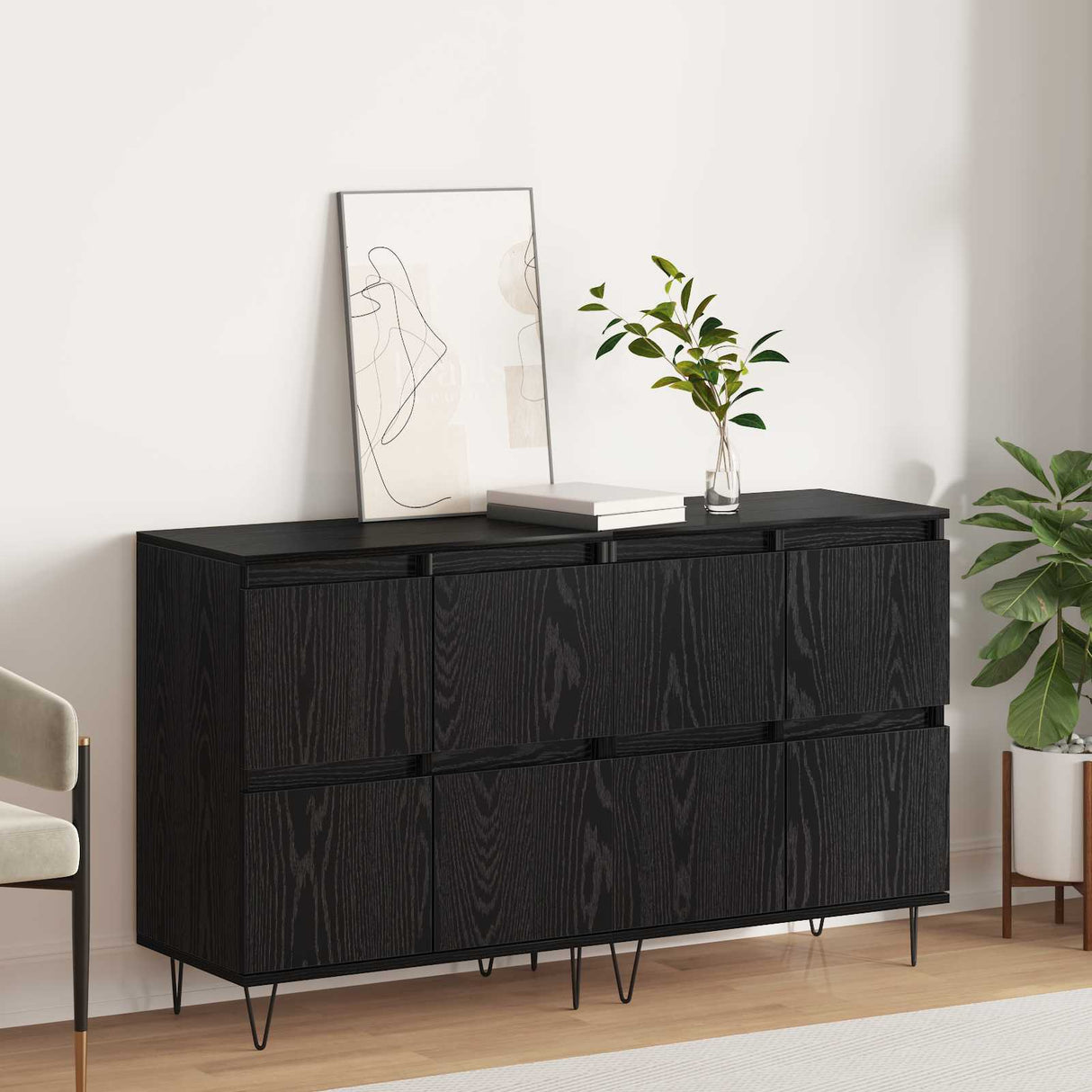vidaXL Dressoirs 2 st bewerkt hout wit