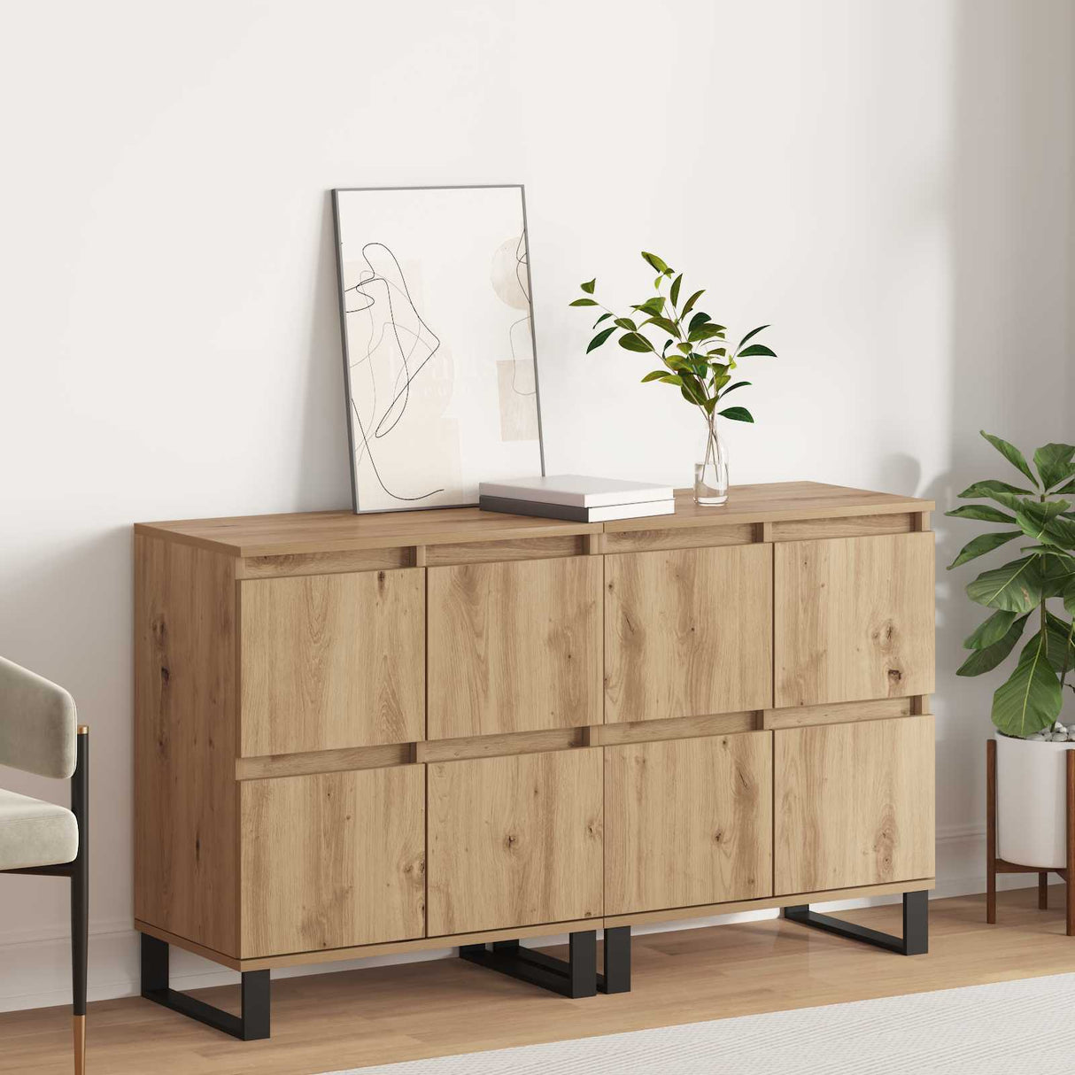 vidaXL Dressoirs 2 st bewerkt hout wit