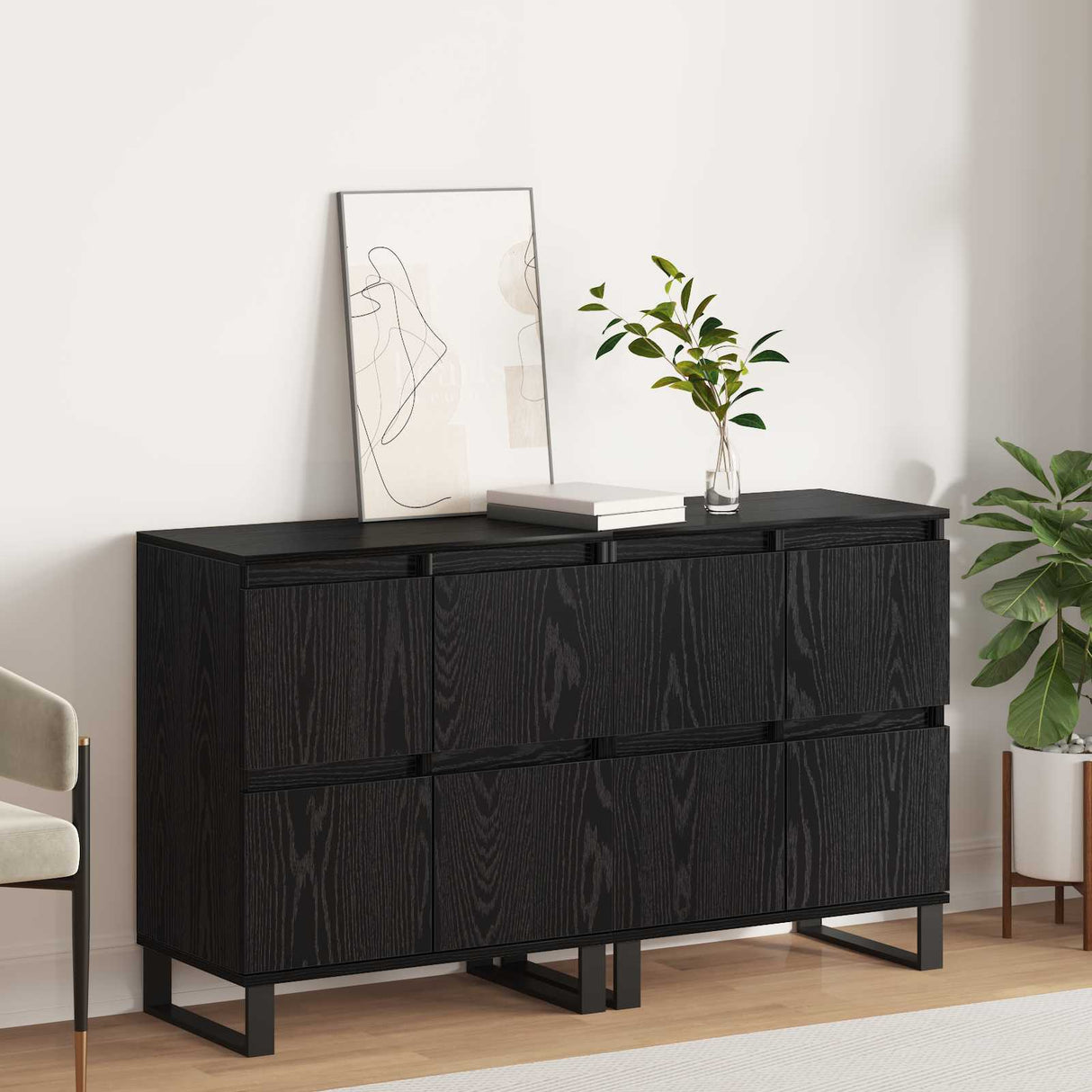 vidaXL Dressoirs 2 st bewerkt hout wit