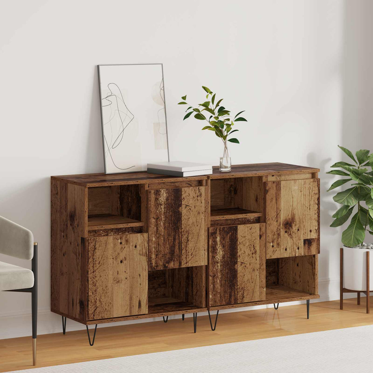 vidaXL Dressoirs 2 st bewerkt hout wit
