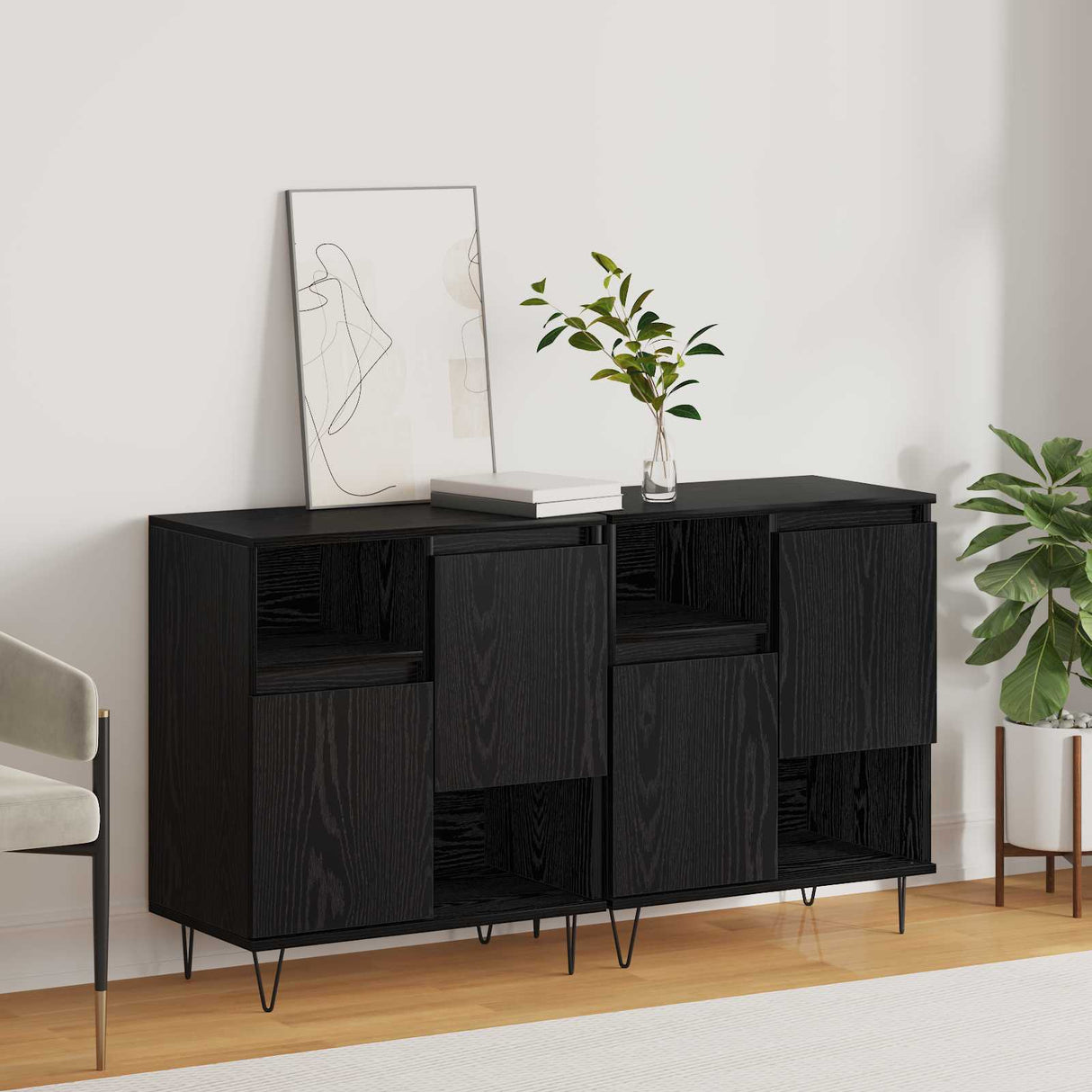 vidaXL Dressoirs 2 st bewerkt hout wit