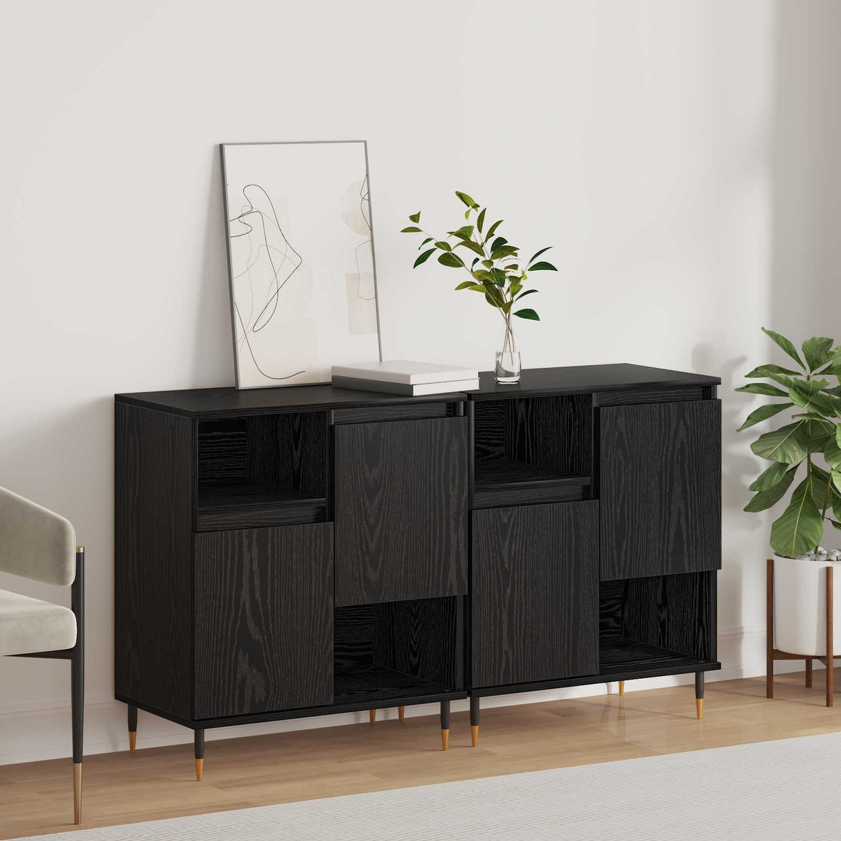 vidaXL Sideboards 2 pcs engineered wood white