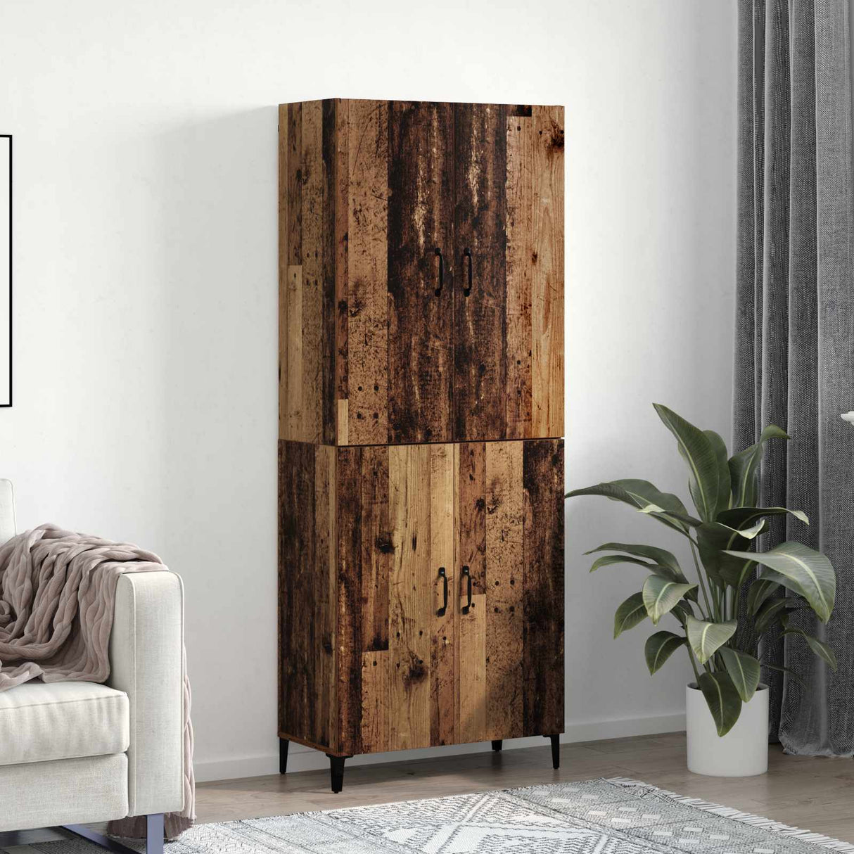 vidaXL Highboard 2 pcs Oud hout Bewerkt hout