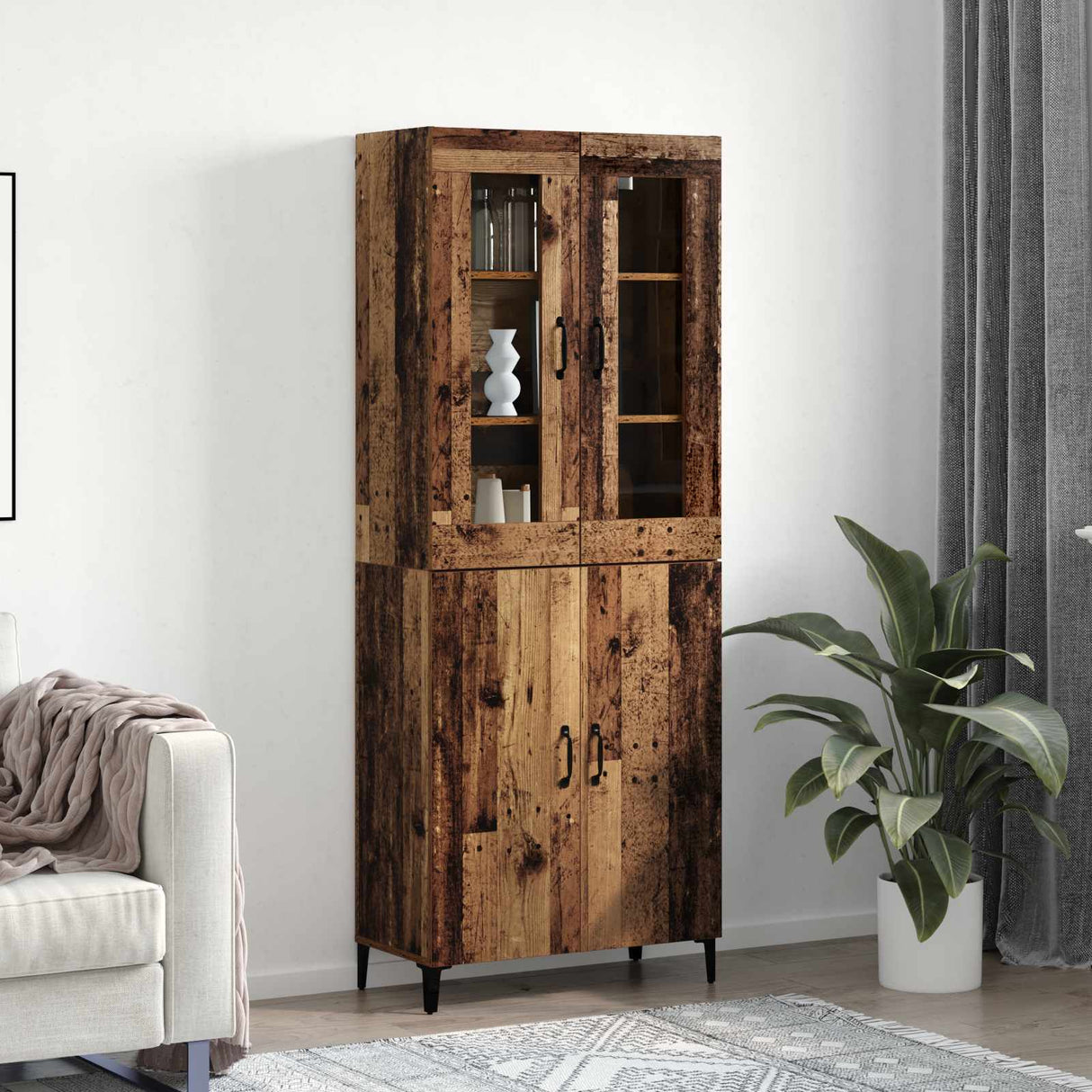 vidaXL Highboard 2 pcs Oud hout Bewerkt hout