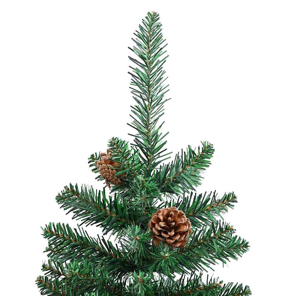 vidaXL Slanke Kerstboom Groen 150 cm PVC en massief dennenhout