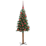 vidaXL Slanke Kerstboom Groen 150 cm PVC en massief dennenhout