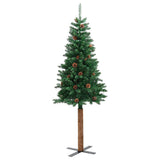 vidaXL Slanke Kerstboom Groen 150 cm PVC en massief dennenhout