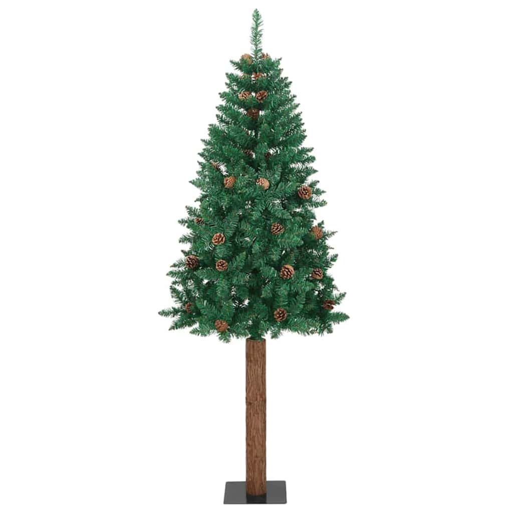 vidaXL Slanke Kerstboom Groen 150 cm PVC en massief dennenhout