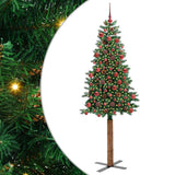 vidaXL Slanke Kerstboom Groen 150 cm PVC en massief dennenhout
