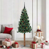 vidaXL Slanke Kerstboom Groen 150 cm PVC en massief dennenhout