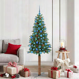 vidaXL Slanke Kerstboom Groen 150 cm PVC en massief dennenhout