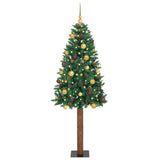 vidaXL Slanke Kerstboom Groen 150 cm PVC en massief dennenhout