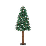 vidaXL Slanke Kerstboom Groen 150 cm PVC en massief dennenhout