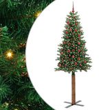 vidaXL Slanke Kerstboom Groen 150 cm PVC en massief dennenhout
