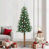 vidaXL Slanke Kerstboom Groen 150 cm PVC en massief dennenhout