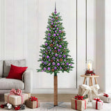 vidaXL Slanke Kerstboom Groen 150 cm PVC en massief dennenhout