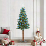 vidaXL Slanke Kerstboom Groen 150 cm PVC en massief dennenhout