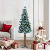 vidaXL Slanke Kerstboom Groen 150 cm PVC en massief dennenhout