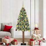 vidaXL Slanke Kerstboom Groen 150 cm PVC en massief dennenhout