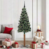 vidaXL Slanke Kerstboom Groen 150 cm PVC en massief dennenhout